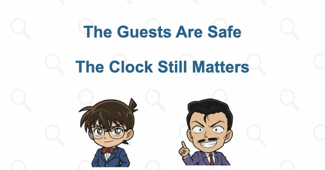 The hotel guests are safe, but Fuwa still watches the clock