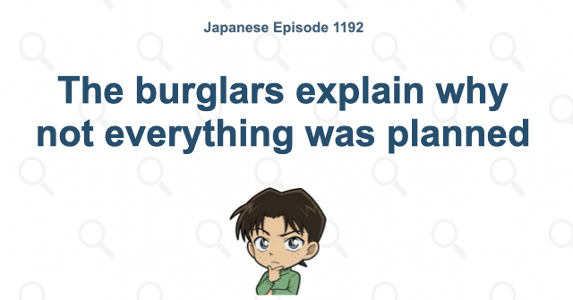 The burglars explain why not everything was planned