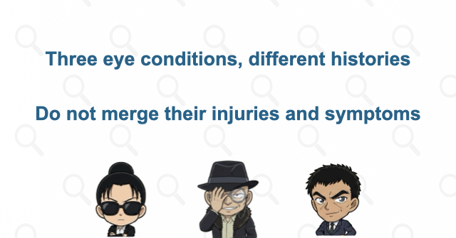 Three eye conditions, three different histories