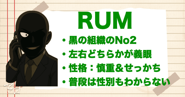 黒の組織「RUM(ラム)」の性格や正体について