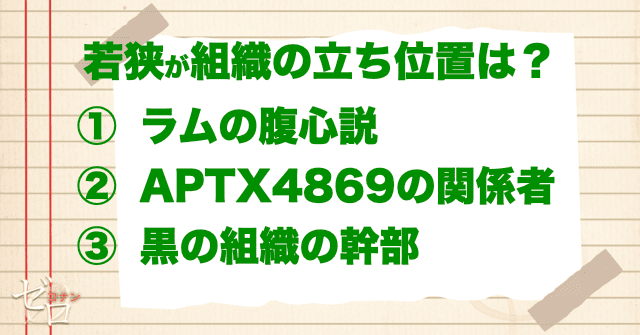 若狭留美/浅香は黒の組織での立ち位置は?