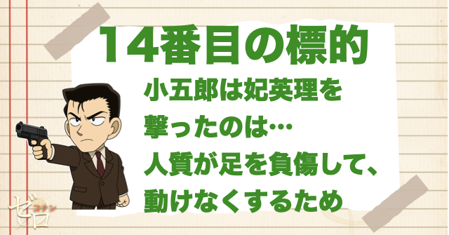 14番目の標的でコナンは蘭、小五郎は妃英理をなぜ銃を撃った?