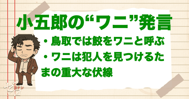 隻眼の残像での小五郎のワニ発言