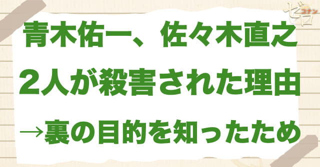 世良の知人「青木佑一」、「佐々木直之」が殺害された理由